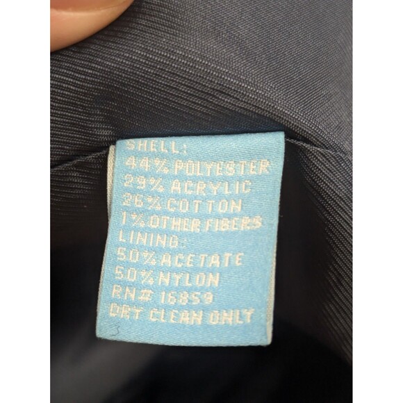 J. McLaughlin Blue White Fringe Trim Tweed Blazer Jacket sz M Officewear Chic - Picture 12 of 12